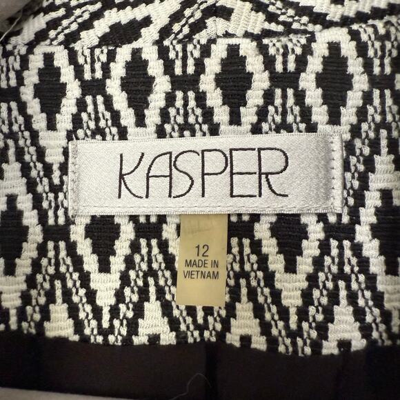 Kasper Women's Knit Diamond Print Open Front Blazer Jacket Size 12 - Picture 7 of 15